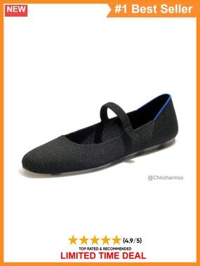 Square Toe Mary Jane Knit Flats Adjustable Strap Comfort Walk Shoes
